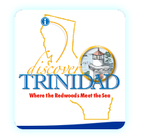 Trinidad located on a California Map with redwoods meet the sea tagline